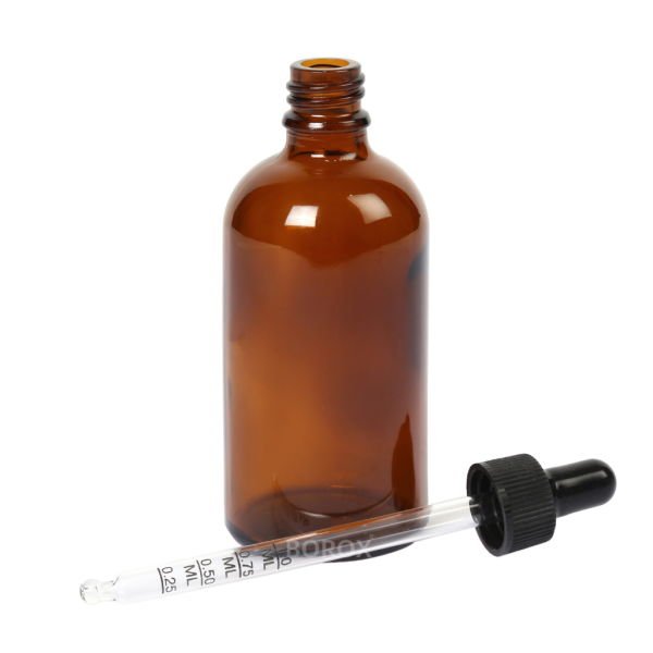 Borox Cam Damlatma Şişe 100 ml - Amber Damlalıklı Şişe 100cc