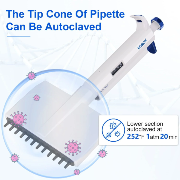 Otomatik Pipet 12 Kanallı 0.5 - 10 µl - Dijital Mikropipet