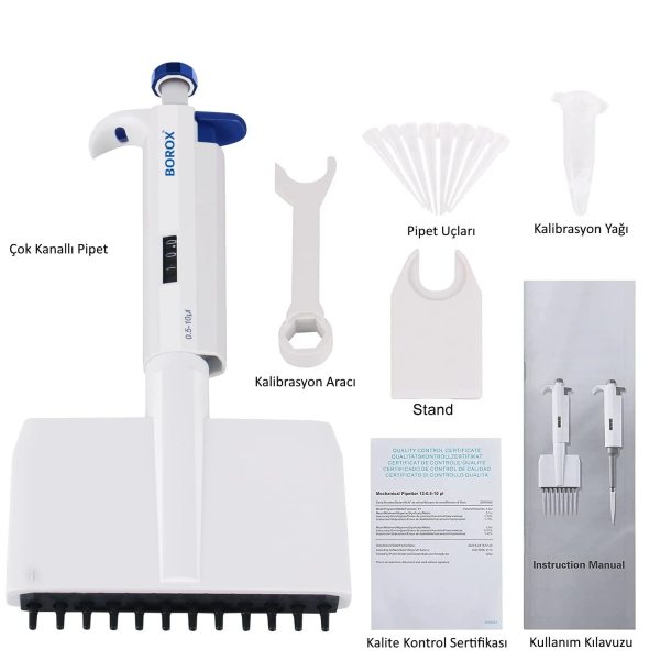 Otomatik Pipet 12 Kanallı 5 - 50 µl - Dijital Mikropipet