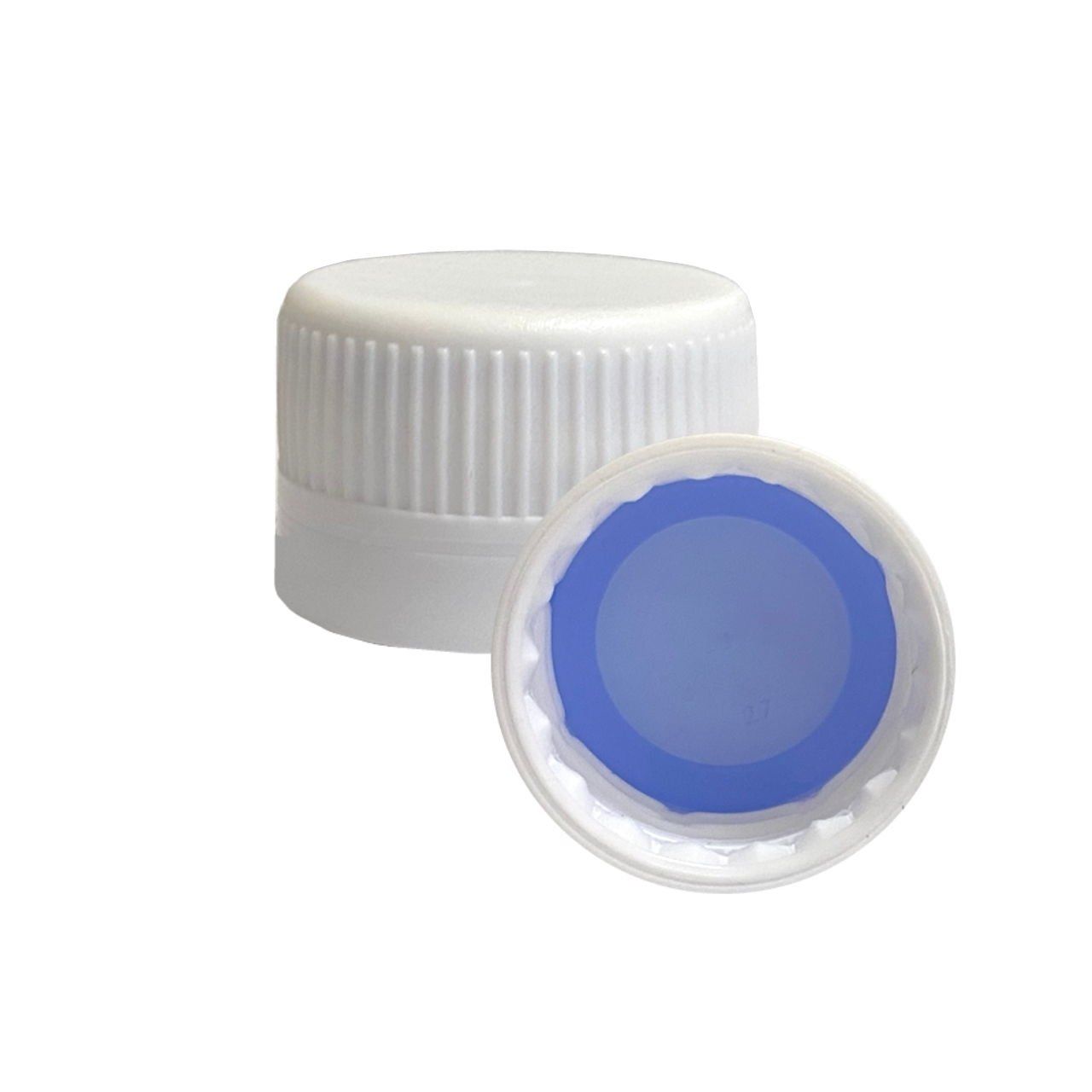 28pp Beyaz Kilitli Kapak - Mavi Plastik Contalı - 28 mm Çap - 28mm Ağızlı Şişeler İçin Uygundur