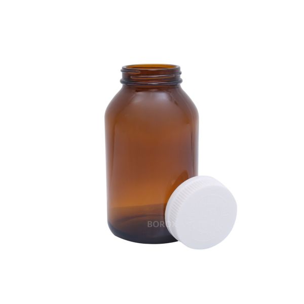 Borox Amber Cam Şişe 500 ml - Bastır Aç Kapaklı Ecza Şişe
