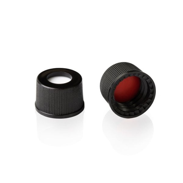 Siyah Vial Kapağı N8 - 8 mm Vialler İçin Kapak - PTFE Septa - Silikon - Yarıksız