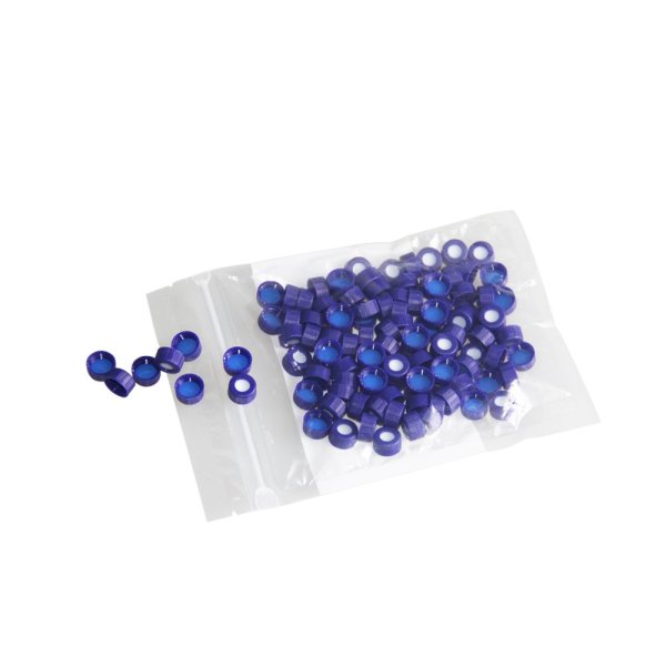 Mavi Vial Kapağı N9 - 9 mm Vialler İçin Kapak - PTFE Septa - Silikon - Yarıklı