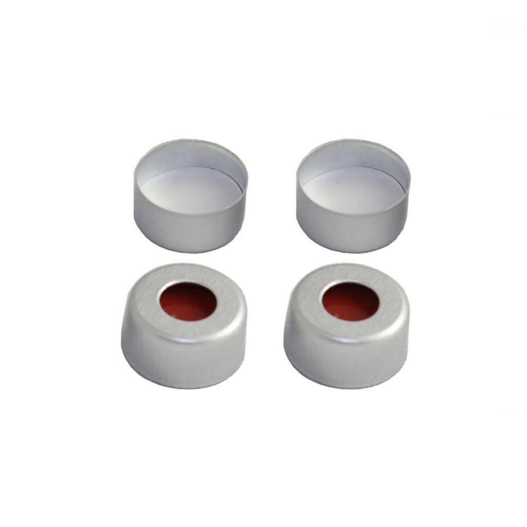 Gümüş Vial Kapağı N11 - 11 mm Vialler İçin Kapak - PTFE Septa - Silikon - Yarıksız