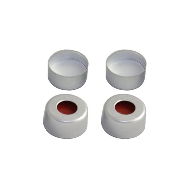 Gümüş Vial Kapağı N11 - 11 mm Vialler İçin Kapak - PTFE Septa - Silikon - Yarıksız
