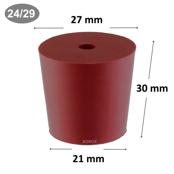 Borox Kauçuk Tıpa Delikli 21x27x30 mm - Kapak NS 24/29