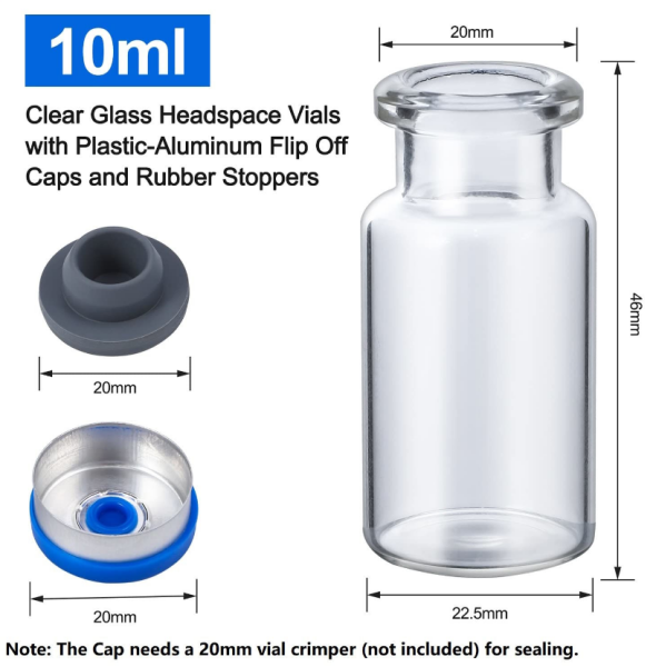 Borox Kapaklı Tıpalı Cam Şişe 10ml - Flakon Şişe 10cc