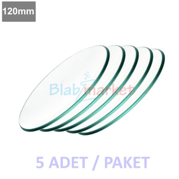 Laboratuvar Saat Camı - 120 mm - 5 Adet Watch Glass