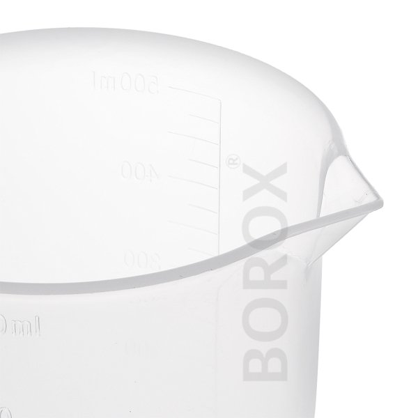 Borox Plastik Beher 500 ml - Kabartma Dereceli Ölçülü Beaker