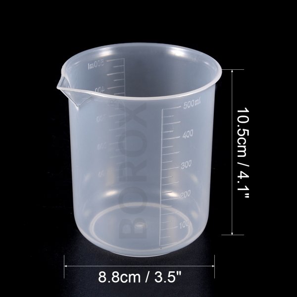 Borox Plastik Beher 500 ml - Kabartma Dereceli Ölçülü Beaker