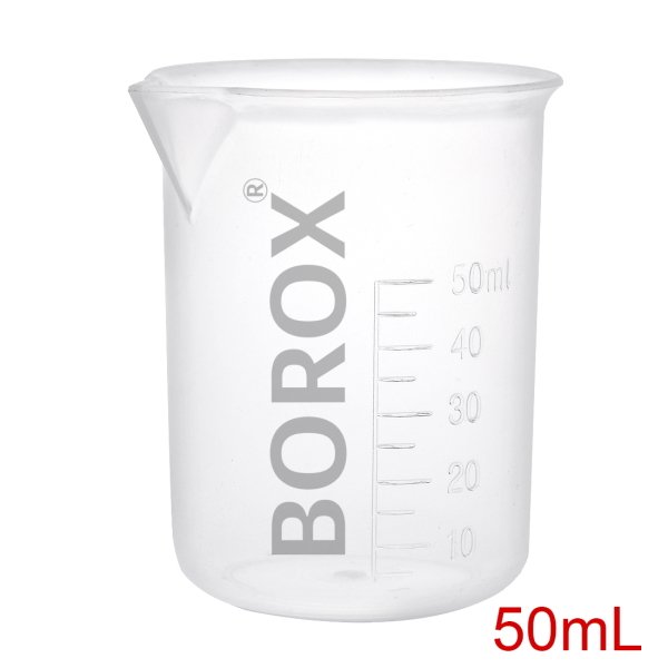 Borox Plastik Beher 50 ml - Kabartma Dereceli Ölçülü Beaker
