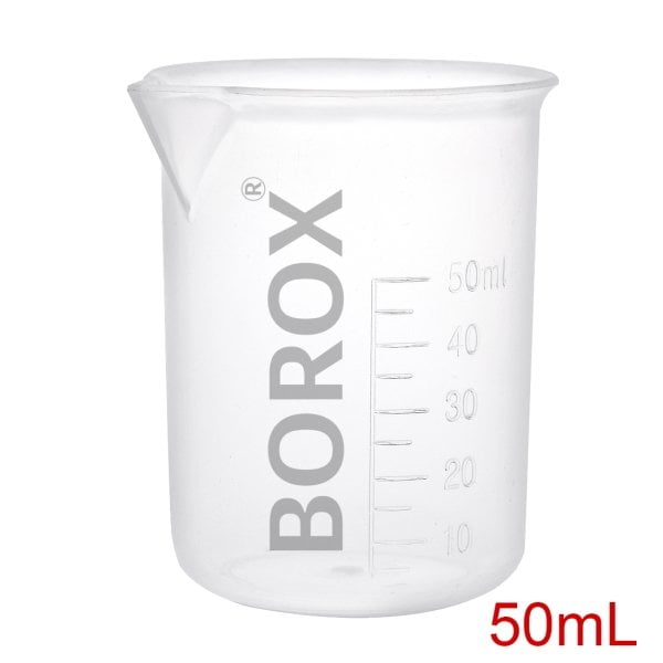 Borox Plastik Beher 50 ml - Kabartma Dereceli Ölçülü Beaker