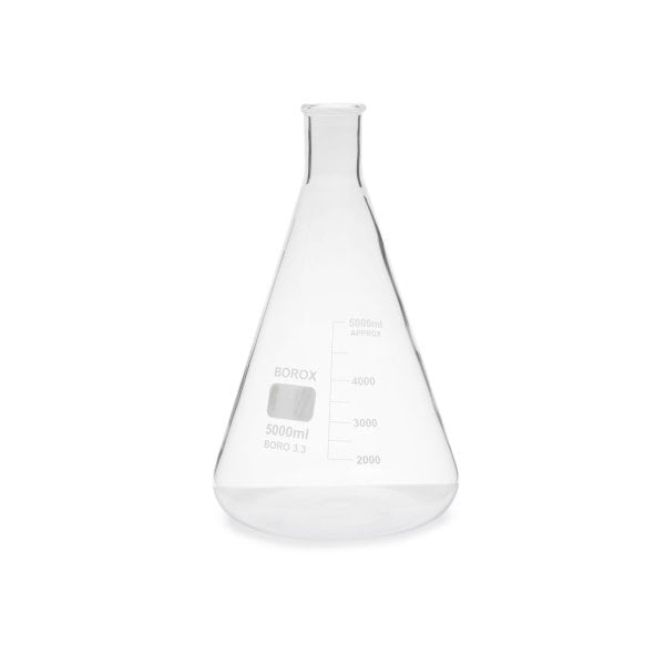 Borox Cam Erlen 5000ml - Dereceli Erlenmeyer Flask Dar Boyun