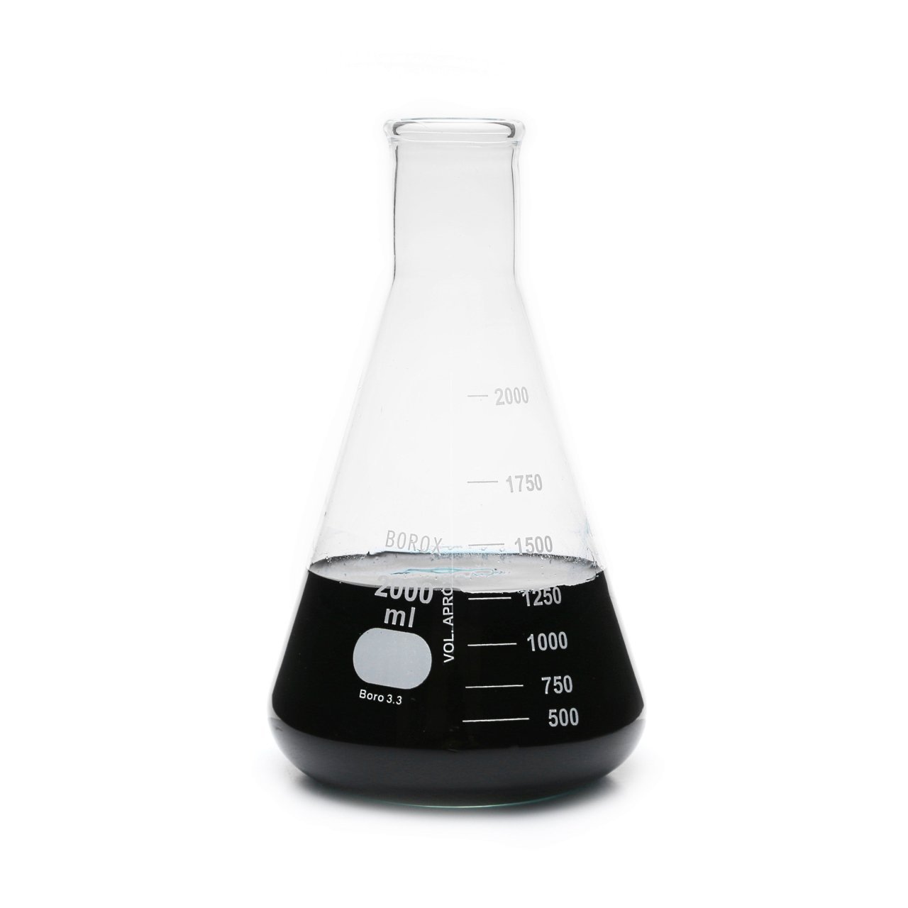 Borox Cam Erlen 2000ml - Dereceli Erlenmeyer Flask Dar Boyun