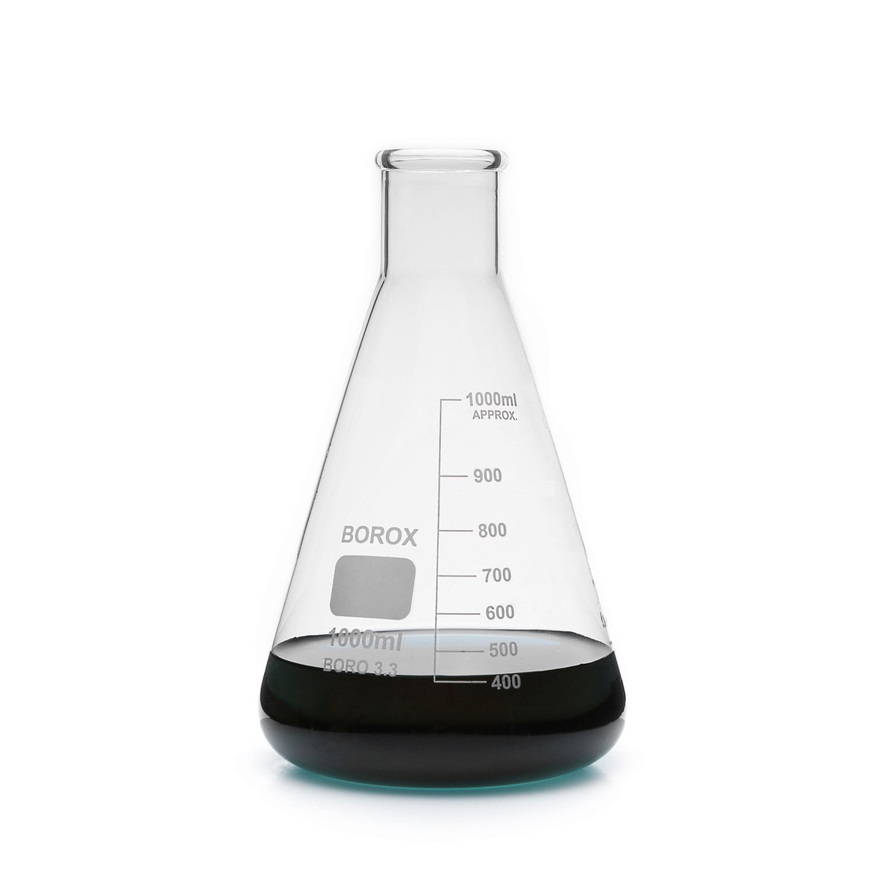 Borox Cam Erlen 1000ml - Dereceli Erlenmeyer Flask Dar Boyun