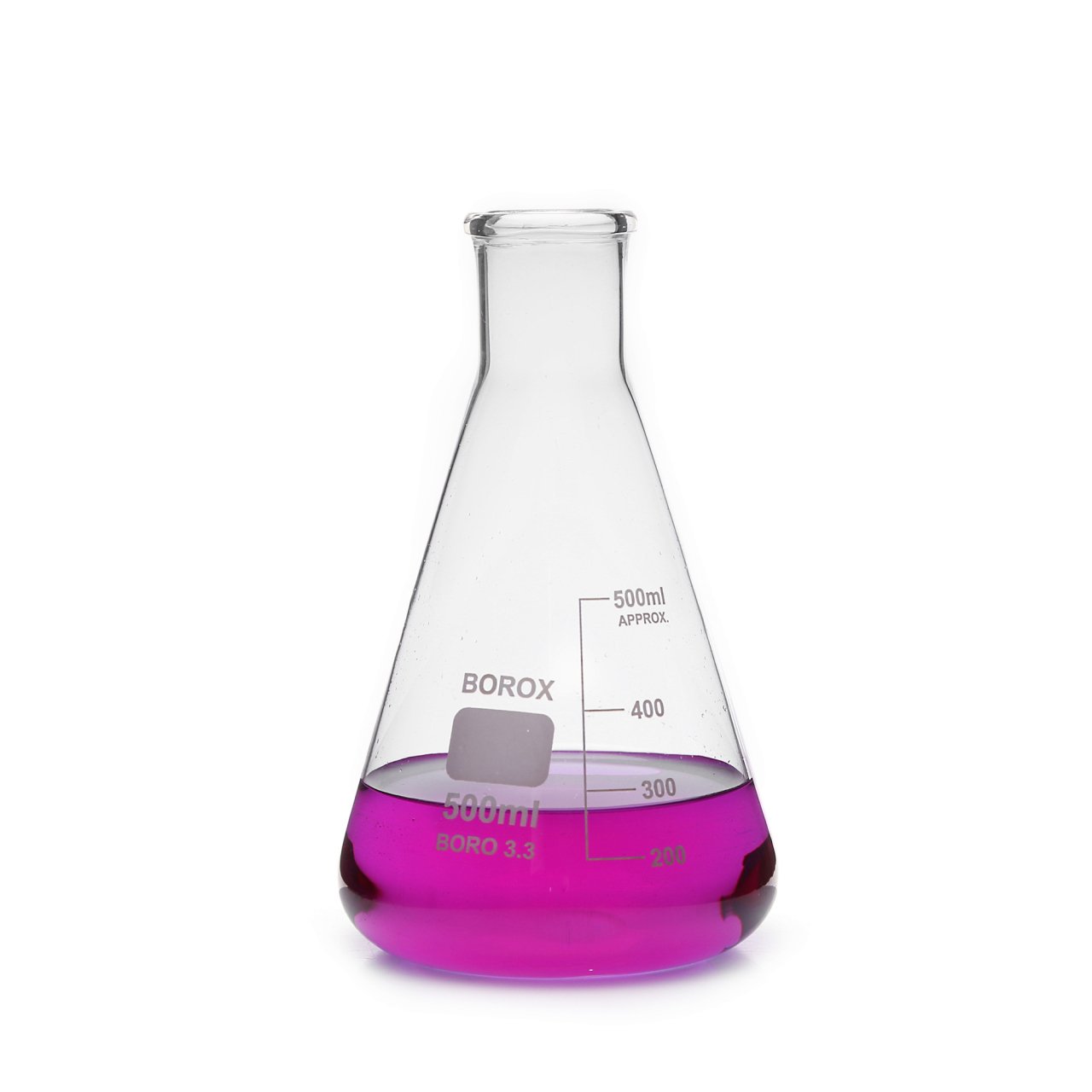 Borox Cam Erlen 500 ml - Dereceli Erlenmeyer Flask Dar Boyun