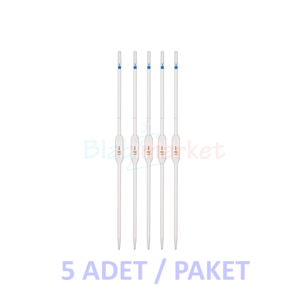 Bullu Pipet Cam 1 ml - Volumetrik Pipet - 5 adet/paket