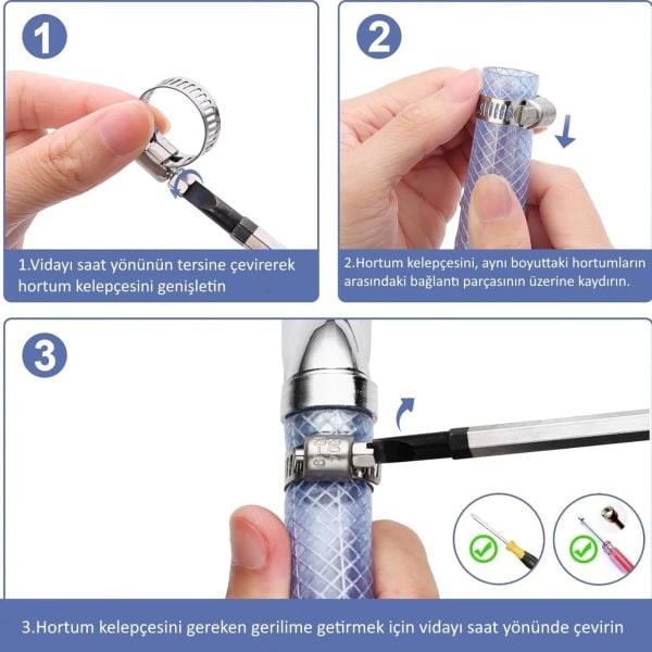 Borox Ayarlanabilir Çelik Hortum Kelepçesi 12x20mm - Hortum Bağlantı Aparatları