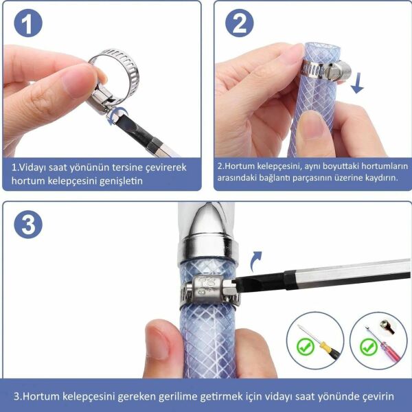 Borox Ayarlanabilir Çelik Hortum Kelepçesi 13x19mm - Hortum Bağlantı Aparatları