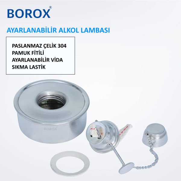 Borox Alkol Lambası 150 ml - Paslanmaz Çelik - Spirit Burner