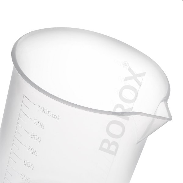 Borox Plastik Beher 1000ml - Kabartma Dereceli Ölçülü Beaker