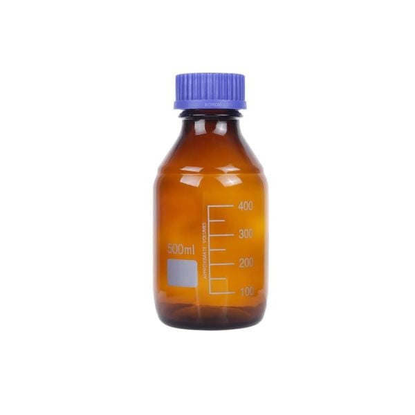 Borox Amber Cam Şişe 500 ml - Vida Kapaklı Boş Numune Şişesi