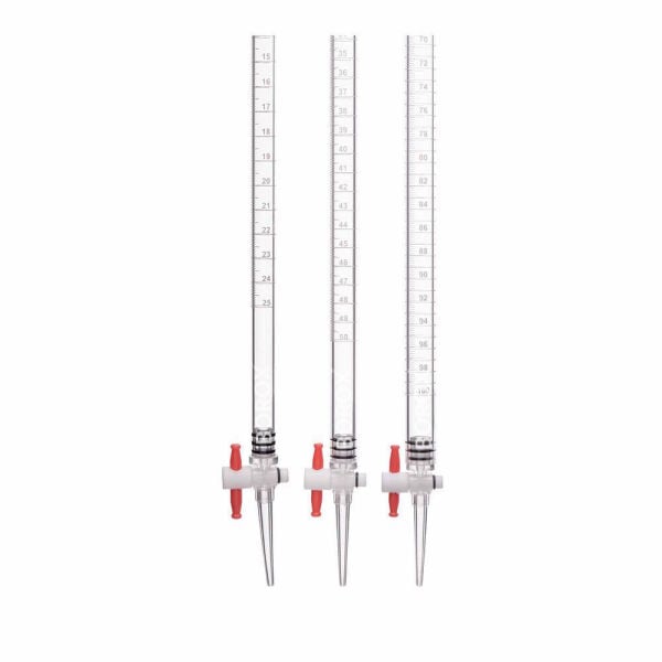 Borox Plastik Büret 50ml 0.10ml Taksimat Teflon Musluklu - Akrilik Class B