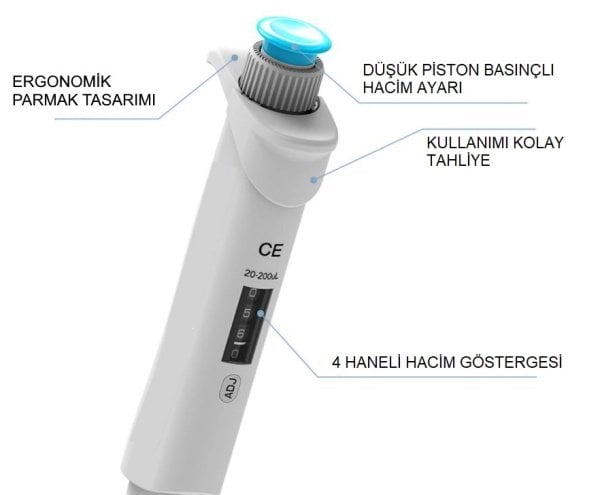 Otomatik Pipet 1 - 10 ml - Hassas Mikropipet - 4 Digit