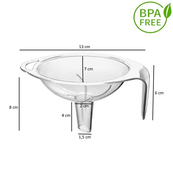 Borox Plastik Saplı Huni - Kulplu Huni 100 ml - 13x8x7 cm
