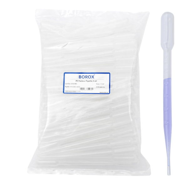 Borox Pastör Pipet - Plastik Damlalık 0.5-3.0 ml - 100 Adet