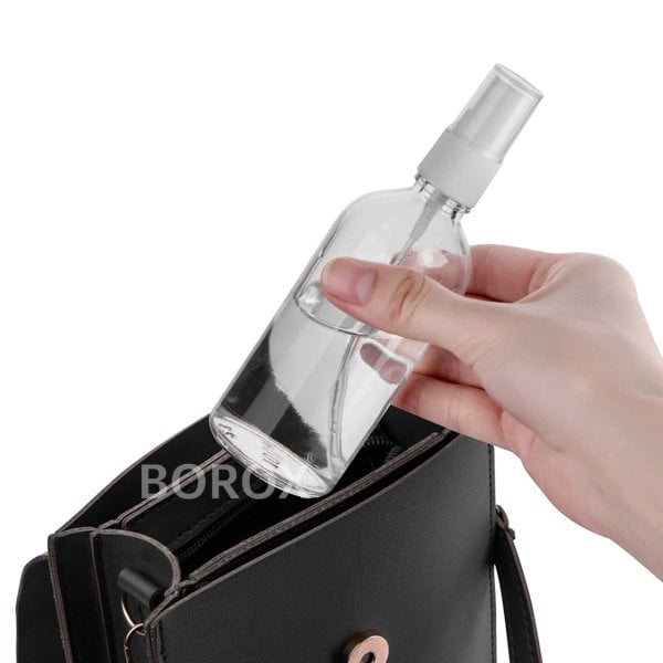 Borox Cam Sprey Şişesi 100 ml - Spreyli Kolonya Şişe 100 cc - Pompalı Cam Fısfıs Şişe - Beyaz Kapaklı - Parfüm Şişesi - Boş Şişe