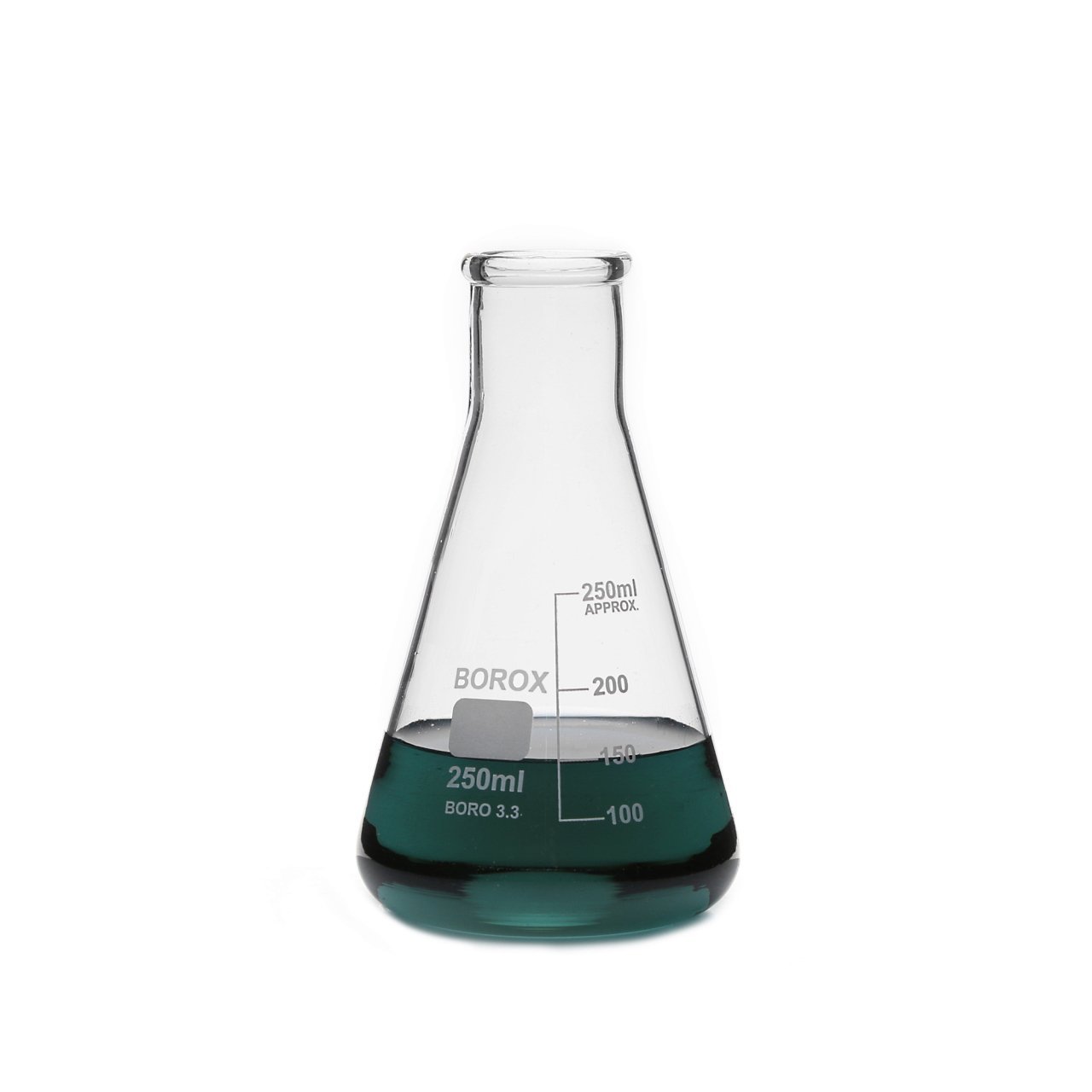 Borox Cam Erlen 250 ml - Dereceli Erlenmeyer Flask Dar Boyun