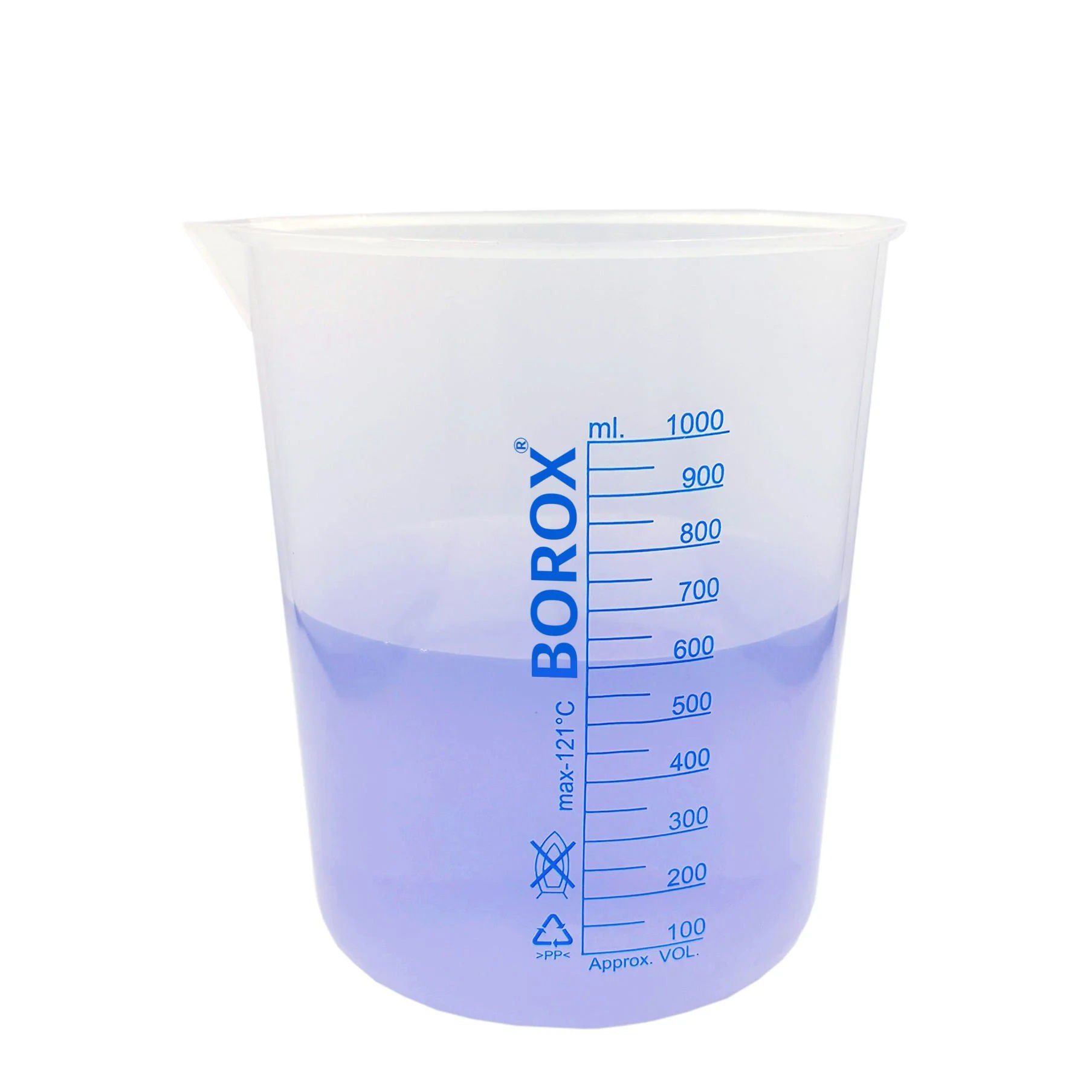 Borox Plastik Beher 1000 ml - Ölçü Kabı - Mavi Skala