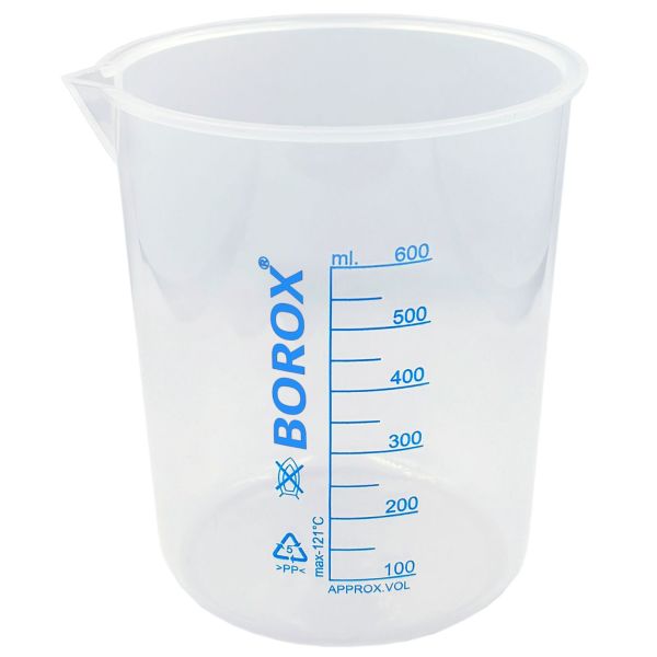 Borox Plastik Beher 600 ml - Ölçü Kabı - Mavi Skala