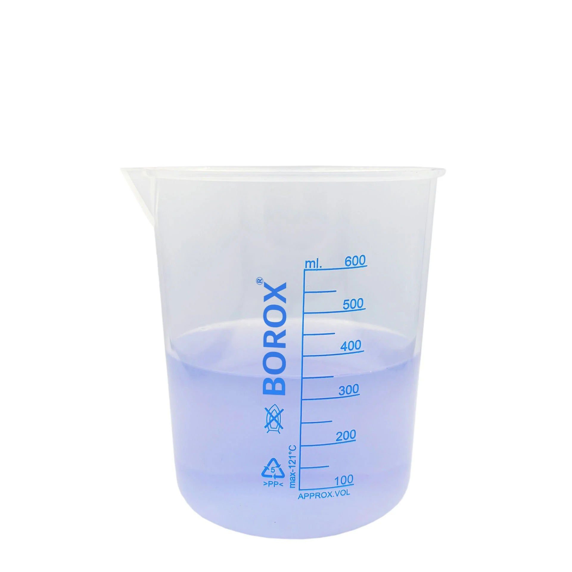 Borox Plastik Beher 600 ml - Ölçü Kabı - Mavi Skala