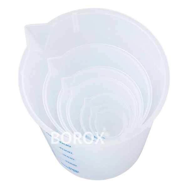 Borox Plastik Beher 600 ml - Ölçü Kabı - Mavi Skala