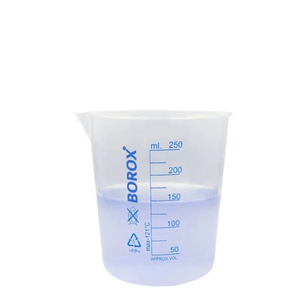 Borox Plastik Beher 250 ml - Ölçü Kabı - Mavi Skala