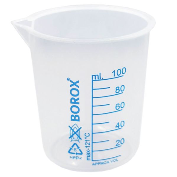 Borox Plastik Beher 100 ml - Ölçü Kabı - Mavi Skala