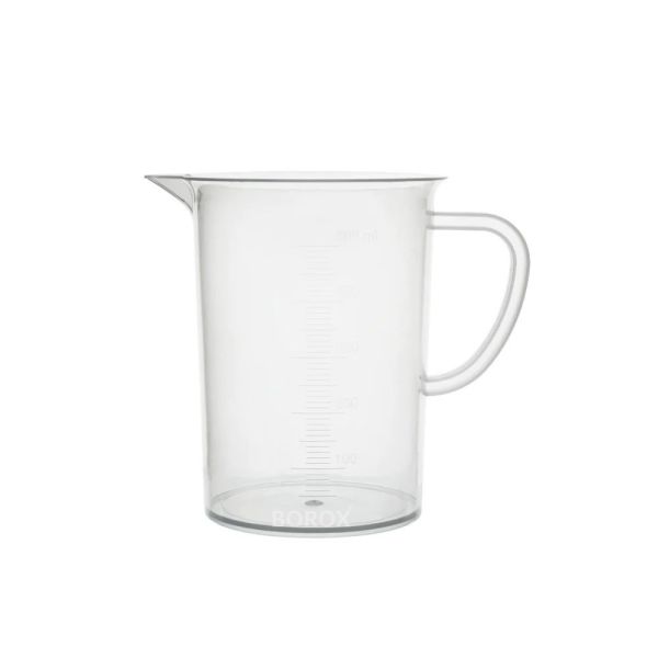 Borox Kulplu Plastik Beher 500 ml - Kabartma Dereceli Beaker - Ölçü Kabı