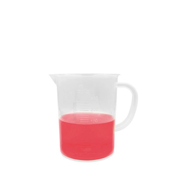 Borox Kulplu Plastik Beher 250 ml - Kabartma Dereceli Beaker - Ölçü Kabı