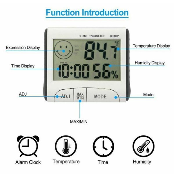 DC102 Dijital Termometre - Higrometre Sıcaklık Nem Ölçer 50C