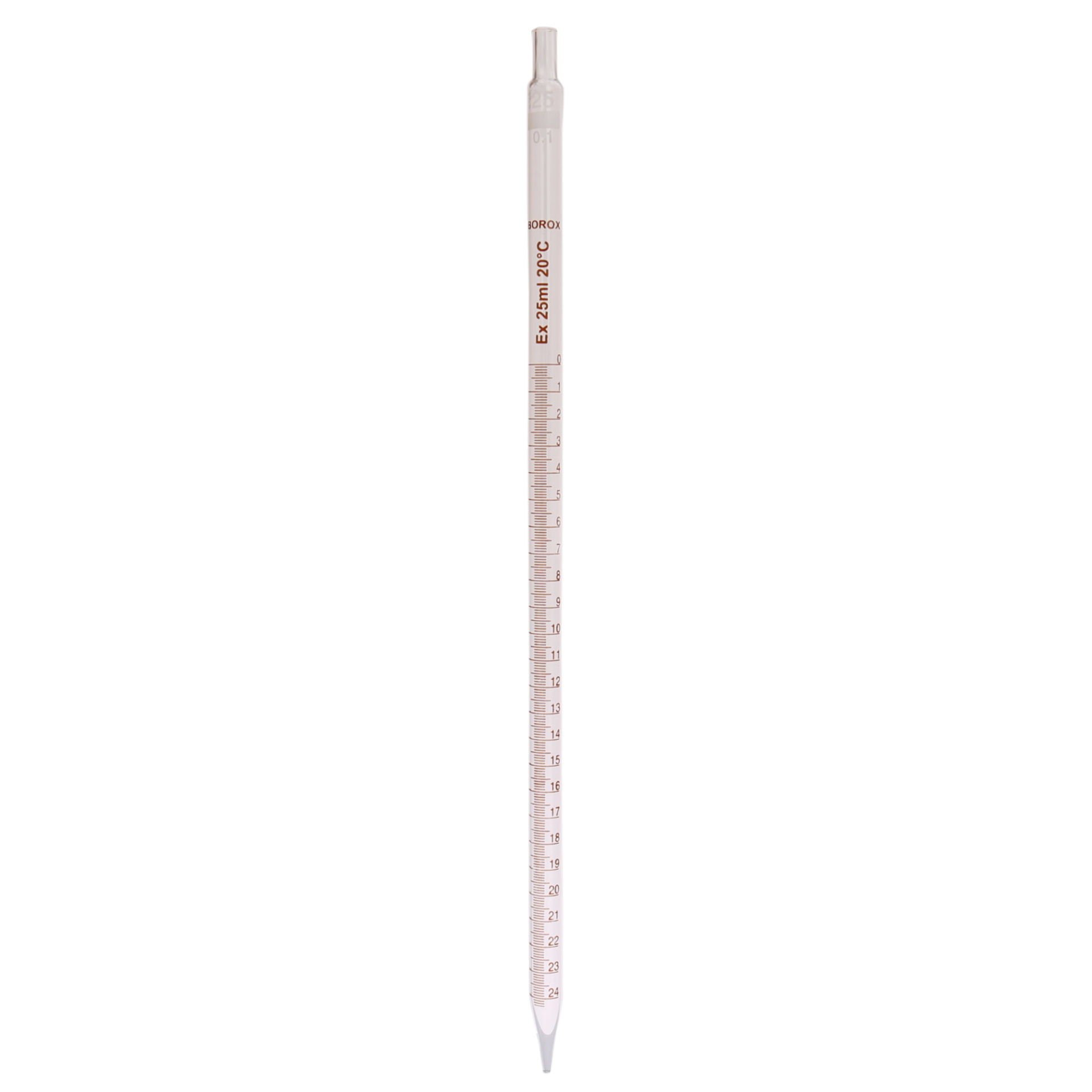 Borox Cam Dereceli Pipet 25 ml - Serolojik Pipet - 1 Adet