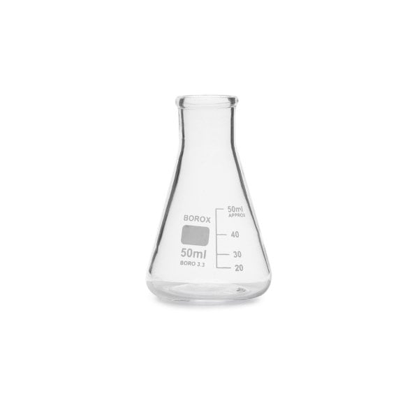 Borox Cam Erlen 50 ml - Dereceli Erlenmeyer Flask Dar Boyun