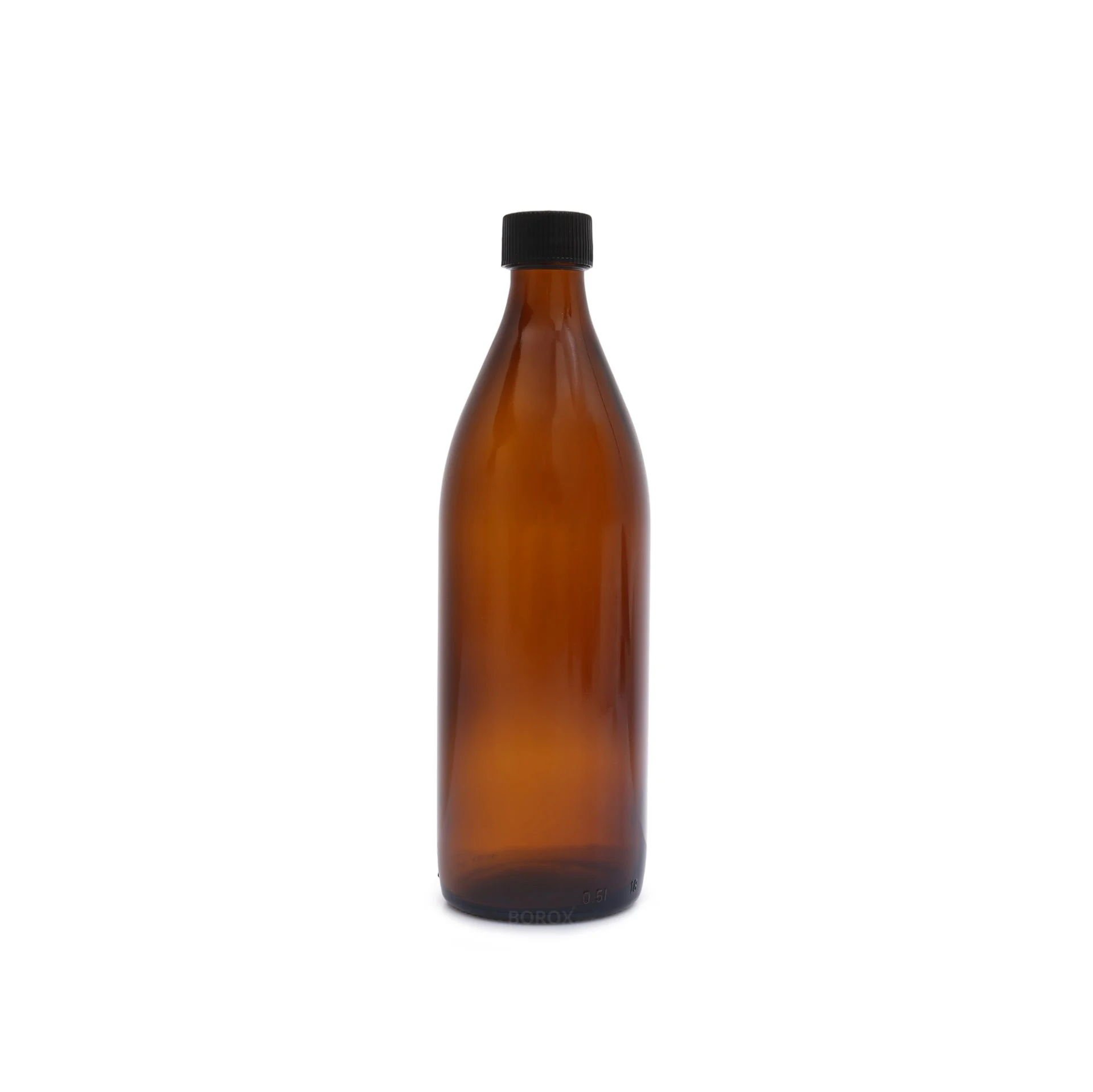 Borox Amber Cam Şişe 500 ml - Siyah Kapaklı Şişe 500cc