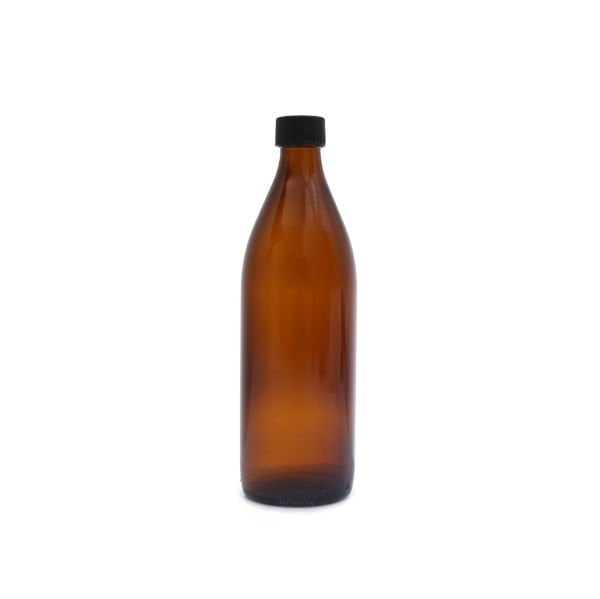 Borox Amber Cam Şişe 500 ml - Siyah Kapaklı Şişe 500cc