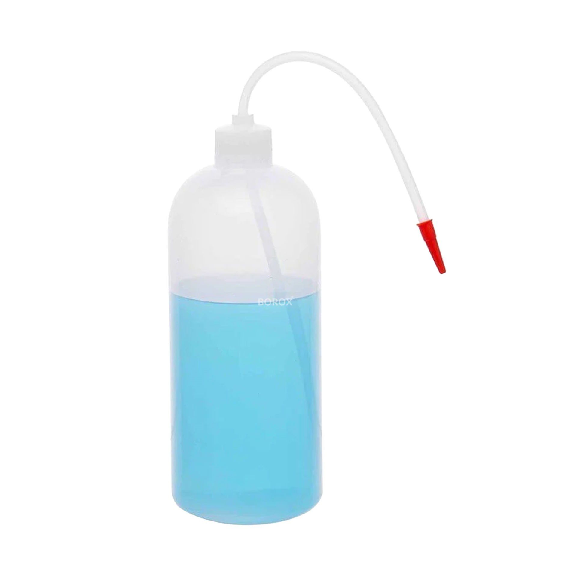 Borox Piset 1000 ml - Renkli Yıkama Şişesi - Şeffaf - PE Plastik Uzun Form
