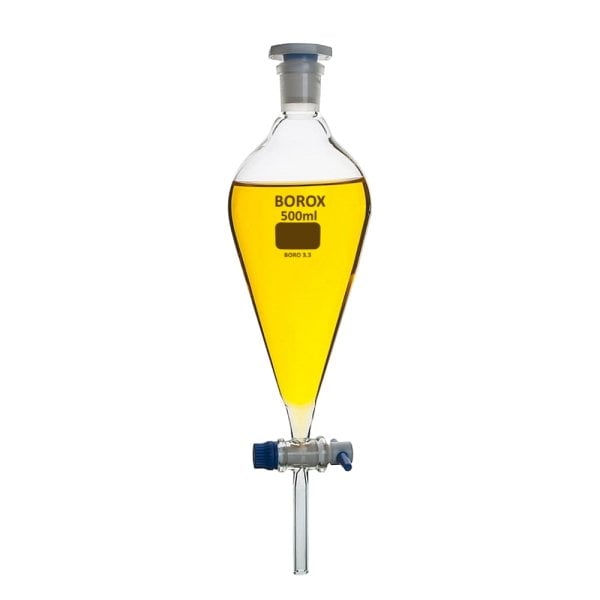 Borox Cam Ayırma Hunisi 2000 ml - Teflon Musluklu Tıpalı