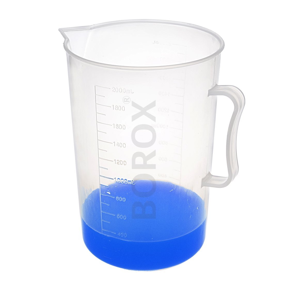 Borox Kulplu Plastik Beher 2000ml - Kabartma Dereceli Beaker