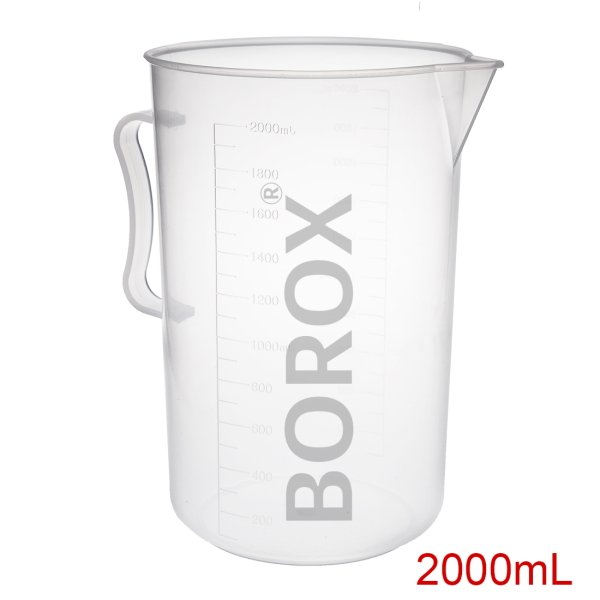 Borox Kulplu Plastik Beher 2000ml - Kabartma Dereceli Beaker