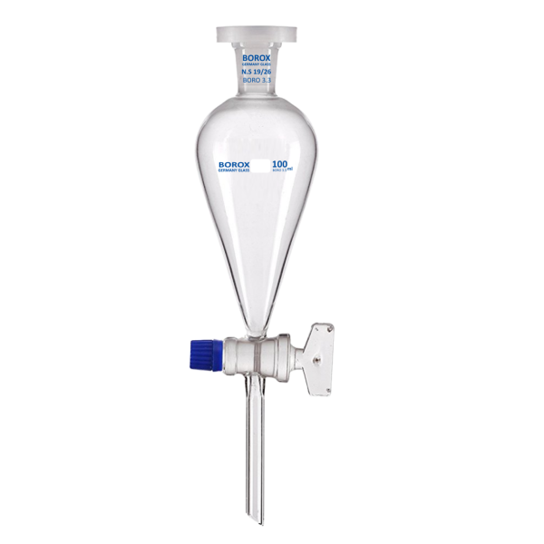 Borox Cam Ayırma Hunisi 250 ml - Cam Musluklu PP Tıpalı